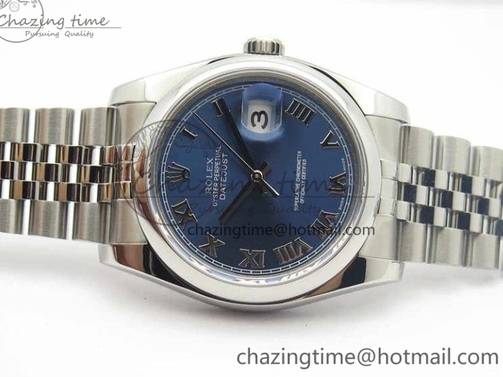 0516 DateJust 36mm SS 116200 ARF 1:1 Best Edition Blue Roman Dial On 904L SS Jubilee Bracelet SA GoodFit 3520